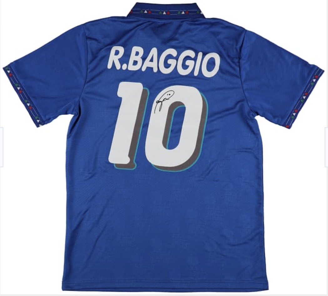 Roberto Baggio - Azzurri - Italy National Team - Autographed Framed Jersey - Image 2