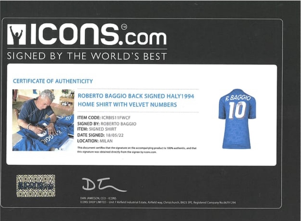 Roberto Baggio - Azzurri - Italy National Team - Autographed Framed Jersey - Image 7