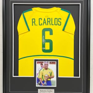 Roberto Carlos - Brazil National Team - Autographed Framed Jersey