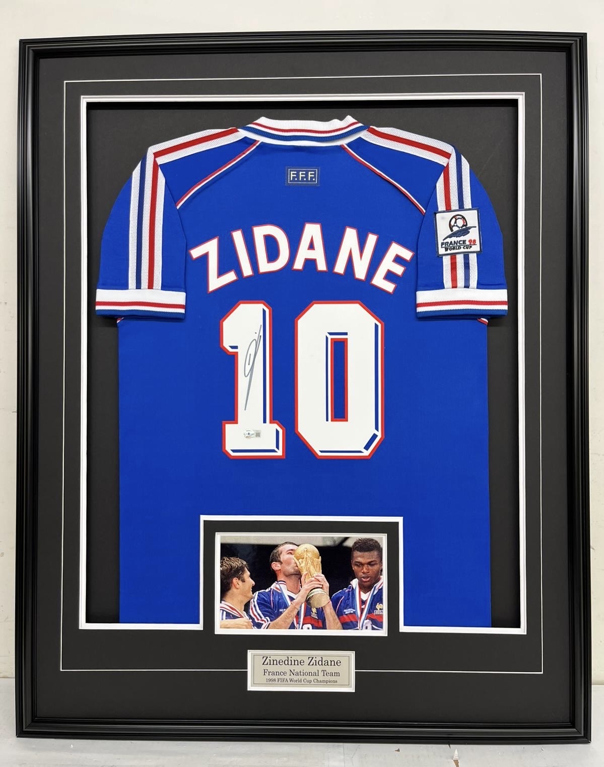 Zinedine Zidane - France National Team - Framed 1998 FIFA World Cup Autographed Jersey