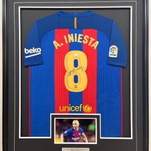 Iniesta - FC Barcelona - Framed Autographed Jersey