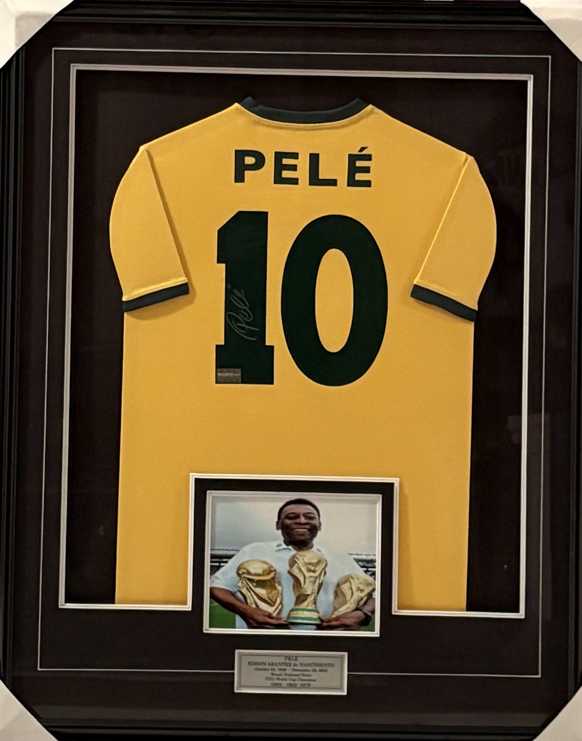 Pele - Brazil National Team - Framed Autographed Jersey