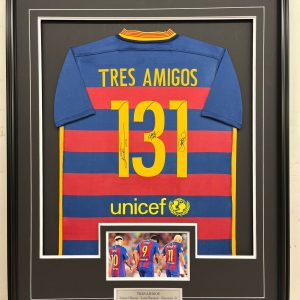 Lionel Messi - FC Barcelona – 2015-2016 – 131 Goals - MSN Line (Messi, Suarez, Neymar) – Framed Autographed Jersey